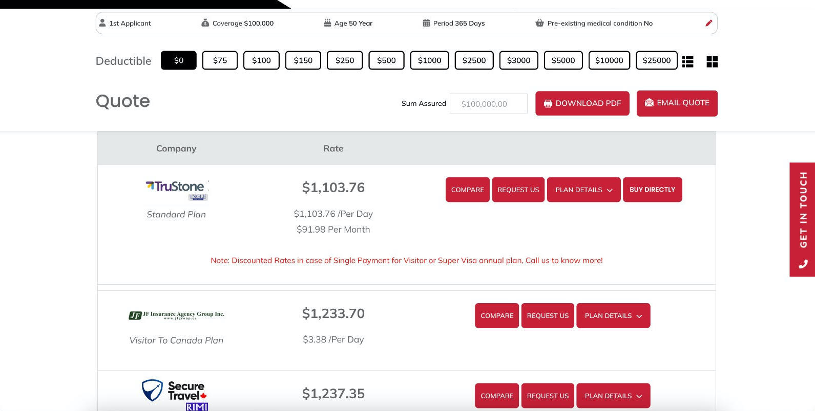 Website + quote tools screenshot